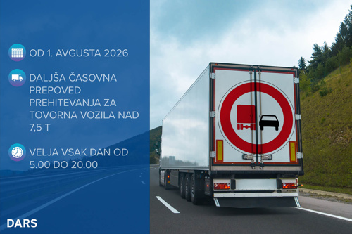 Dulja zabrana pretjecanja za kamione od 1. kolovoza u Sloveniji Dulja zabrana pretjecanja za kamione od 1. kolovoza u Sloveniji